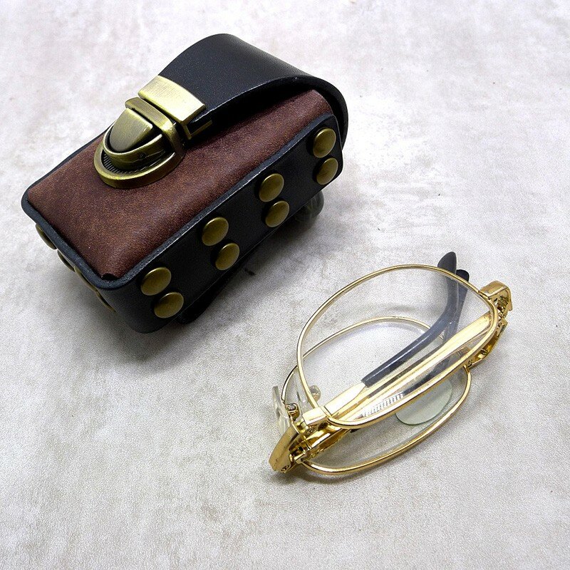 Blongk-estuche de gafas plegable de cuero genuino para hombre y mujer, bolsa de cintura, paquete de cinturón, MBD-ZDS