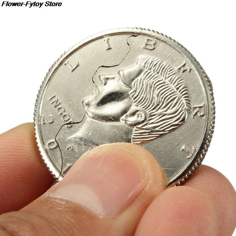 Half Dollar illusion Coin Mordida, Close-Up Street Trick, Restaurado, Magia, Top Venda