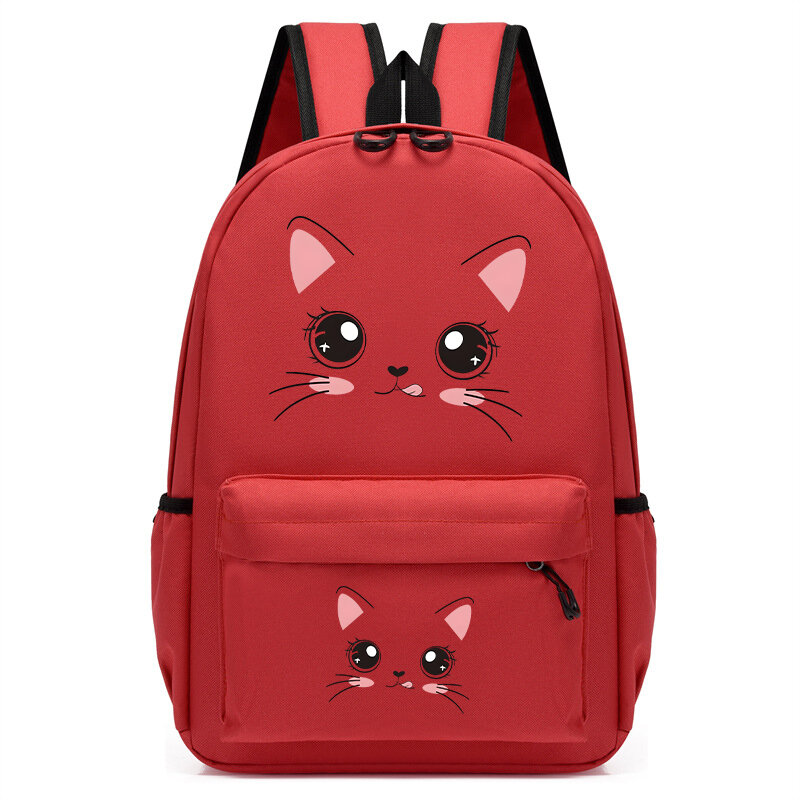 Anime Cartoon Animals School Bag para crianças, menino, menina, crianças, jardim de infância mochila, Funny Cat Face Backpack, moda
