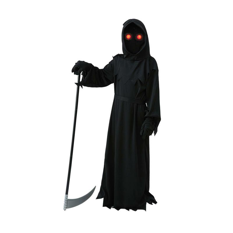 Halloween Grim Reaper Costume guanti Cosplay Scythe Grim Reaper Robe per spettacoli teatrali puntelli fotografici per feste Dress up Carnival