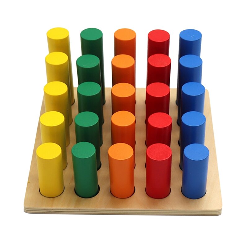 Drewniane zabawki na palcach kolorowa wtyczka w sztyfcie edukacyjna zabawka do treningu sensorycznego tablica do rozróżniania kolorów A
