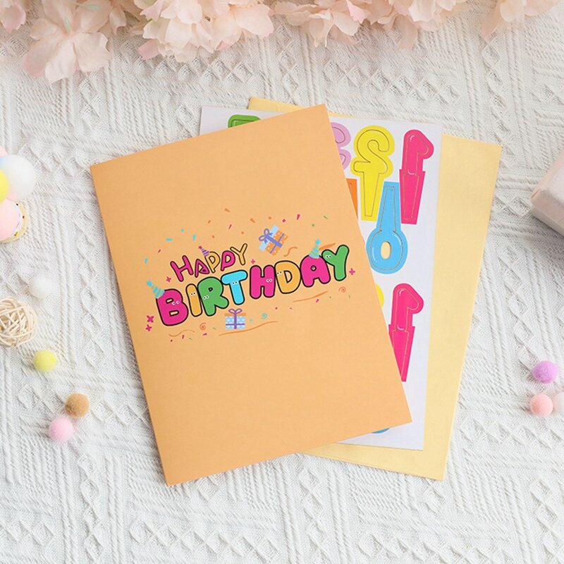 Kartu ucapan ulang tahun 3D, kartu Digital tahan lama, kartu ucapan terima kasih, ukiran kertas buatan tangan warna-warni