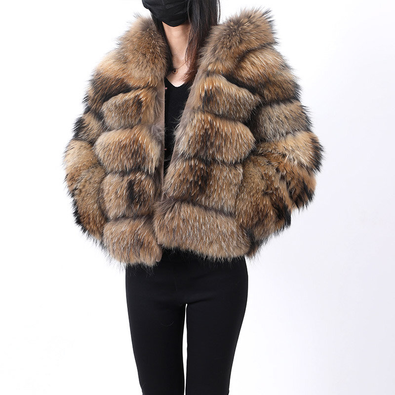 Новинка 2022, Женское пальто Maomaokong из натурального меха, женские зимние пальто, очень популярная куртка из меха енота, женская одежда