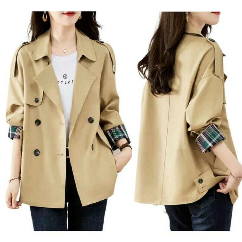 High Quality Windbreaker With Lining Short Trench For Women Spring Autumn Lapel Jackets