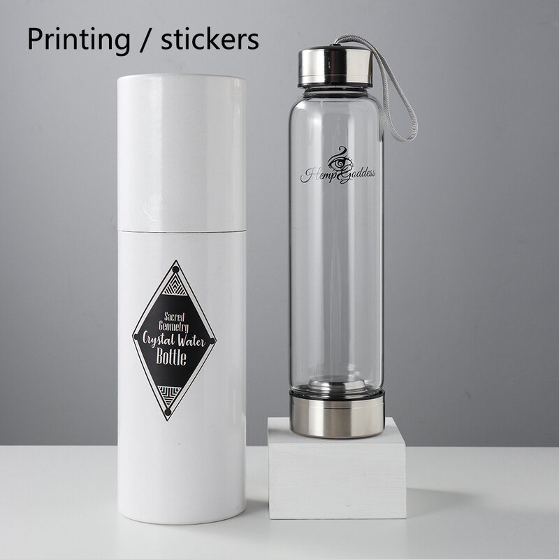 550ML/vari stili cristalli naturali torre colonna bottiglia di acqua di vetro in acciaio inox rimovibile gemma elisir quarzo Drinkware