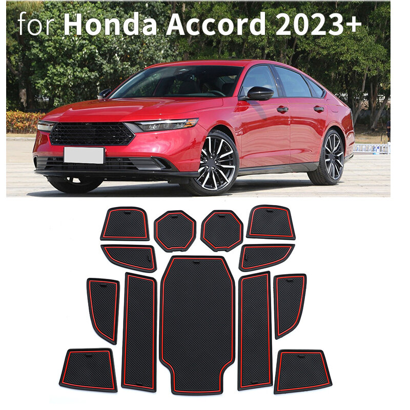 13PCS Anti-Slip Rubber Door Groove Gate Slot Mat Pad for Honda Accord Sedan 2023+  Accessories Mats