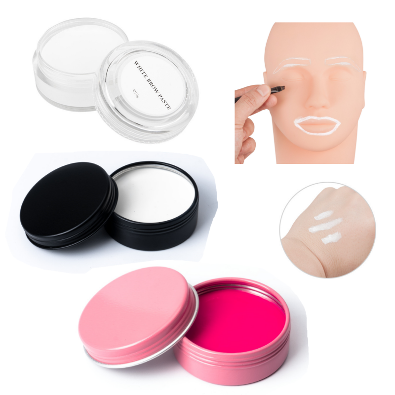 Pasta de cejas de tatuaje, marcador de cejas de Microblading, pasta de mapeo de maquillaje permanente, herramienta de forma de labios, suministro de accesorios PMU, blanco/rosa