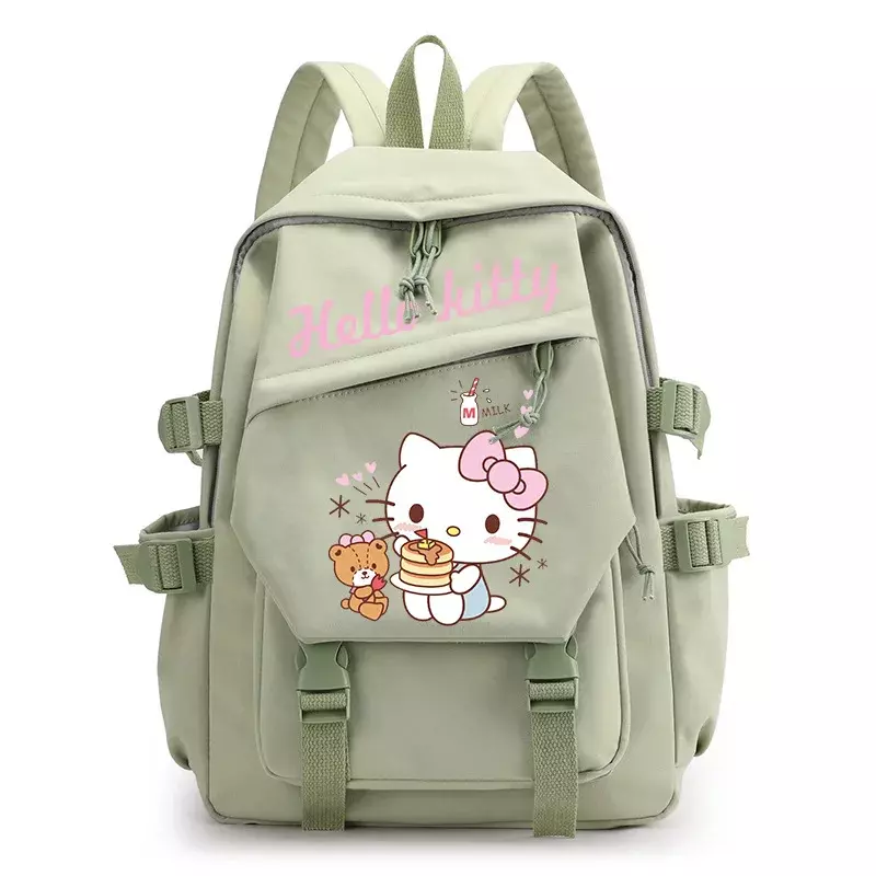 Sanrio-mochila escolar con estampado de Hello Kitty para estudiantes, mochila ligera de lona con dibujos animados para ordenador, novedad