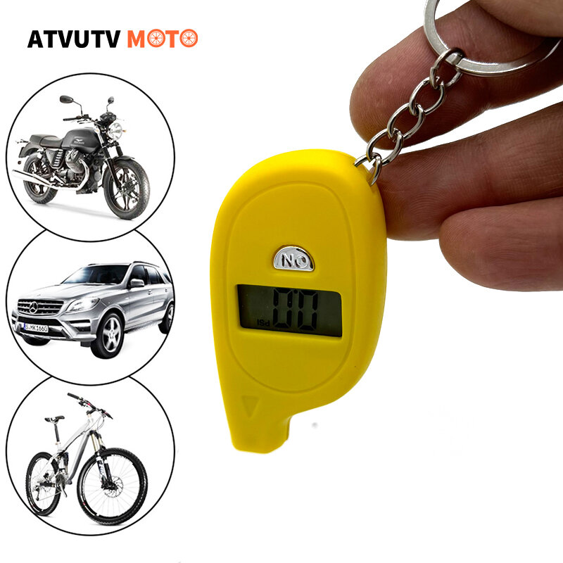 0-150PSI/0BAR Motorcycle Tire Pressure Gauge With Keychain Digital Meter Diagnostic Tool Bicycle ATV Dirt Bike Car Tyre Tester
