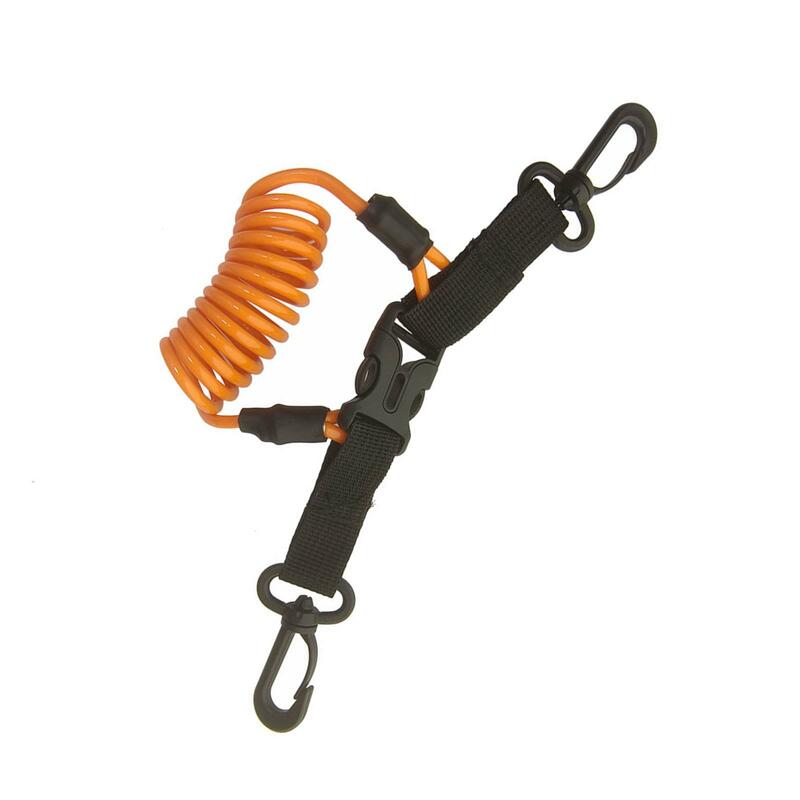Scuba Diving Lanyard, Diving Spring Coiled Lanyard Clip with Webbing Strap Quick Release Buckle for Flashlights, Cameras