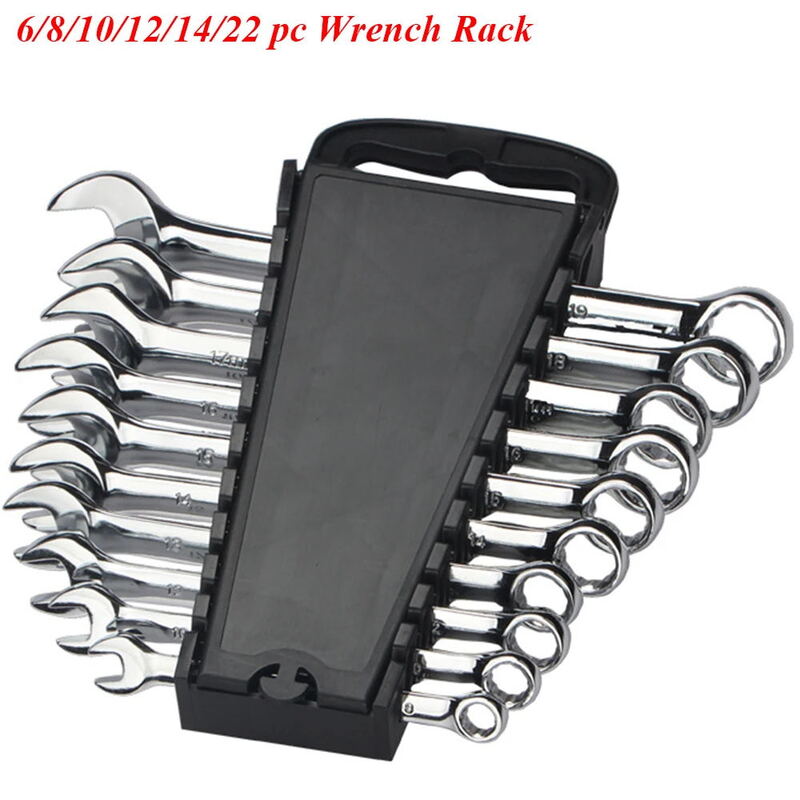 22 Slot Standard Wrench Storage Rack Clip Holder Plastic Rail Tray Spanner Tools Organizer Bag Garage Wrenches Keeper