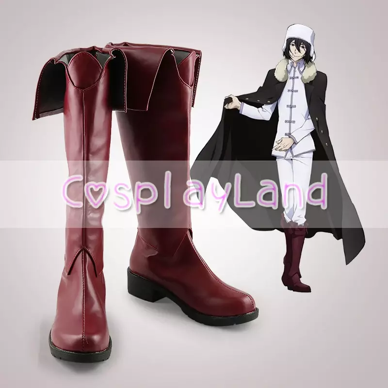 Bungo Stray Dogs Fyodor Dostoevsky Cosplay Boots Shoes Red Men Shoes Costume Customized Accessories Halloween Party Shoes