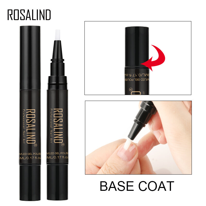ROSALIND 5ml smalto per unghie penna Gel lacca colore puro Semi-permanente vernice UV Soak Off Hybrid Top Base Coat Nail Art Manicure