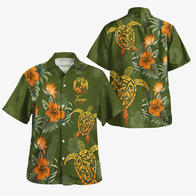 3d Het Koninkrijk Van De Tonga Nationale Vlag Afdrukken Shirts Tonga Embleem Arm Grafische Korte Shirts Mannen Harajuku Kleding Shirts