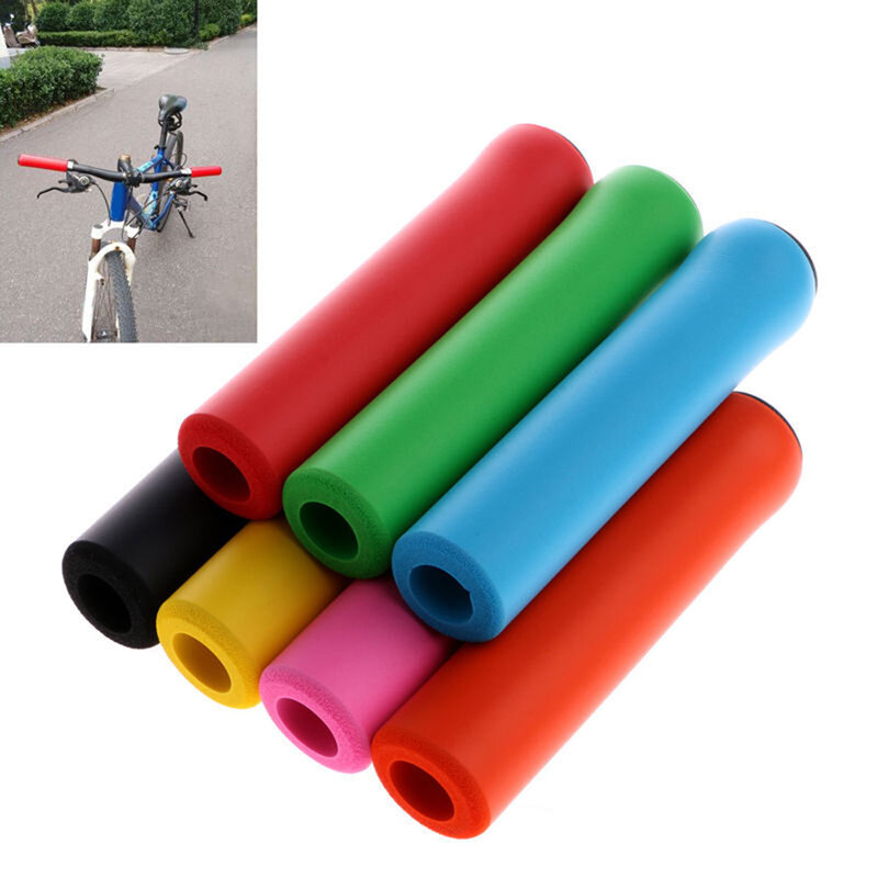 1Pair Bike Cycling Handle Silicone Grips Handlebar Bicycle Anti-slip Sponge Foam Comfortable Handlebar Anti-skid Shock-absorbing