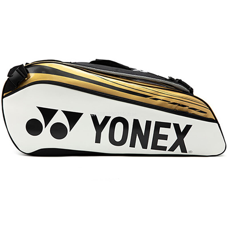 YONEX 진짜 방수 요넥스 테니스 라켓 가방, 하이 퀄리티 PU 가죽 스포츠 가방, 남녀공용, 최대 6 라켓 수납