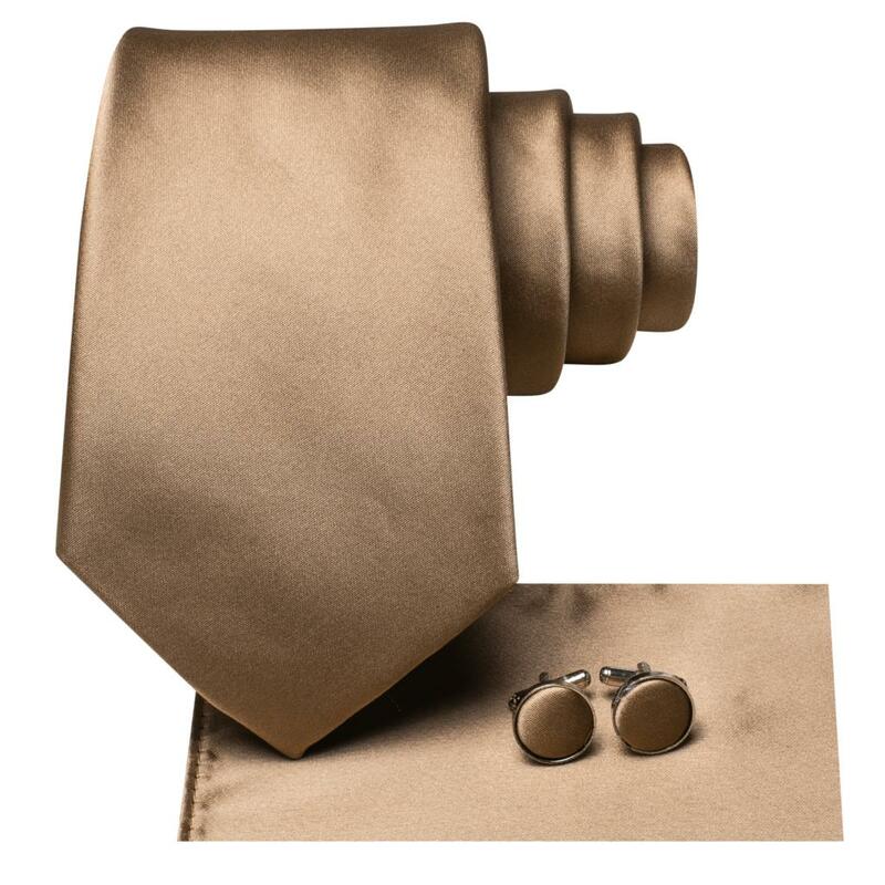 جديد 2023 ربطة عنق هدية لون بني فاتح للرجال علامة تجارية أنيقة ربطة عنق لحفلات الزفاف أزرار أكمام يدوية للبيع بالجملة مصمم Hi-Tie