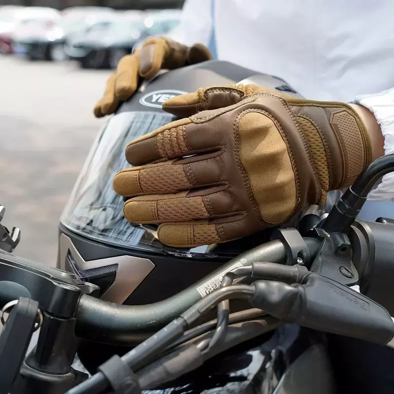 Touchscreen Pu Leer Motorfiets Volledige Vinger Handschoenen Beschermende Gear Racing Pit Bike Riding Motorbike Moto Motocross Enduro