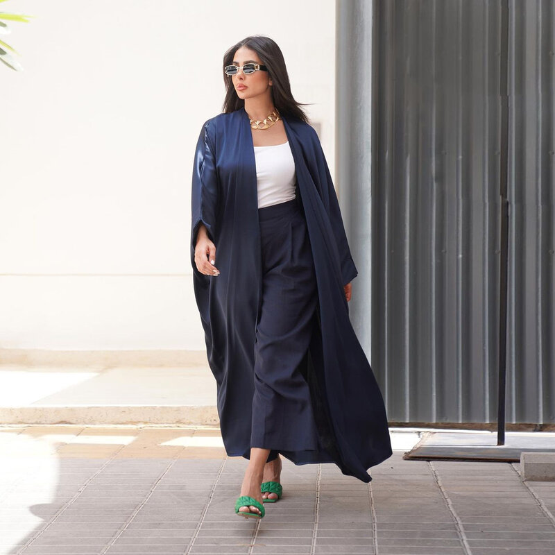Donne Eid musulmano manica lunga abiti caftano Cardigan islamico aperto Abaya vestito caftano tinta unita Ramadan Abaya sciolto Jalabiya