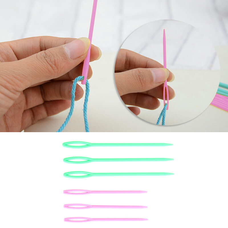 6 peças agulhas costura plástico binca crochê tricô para agulhas ponto cruz 7/9c