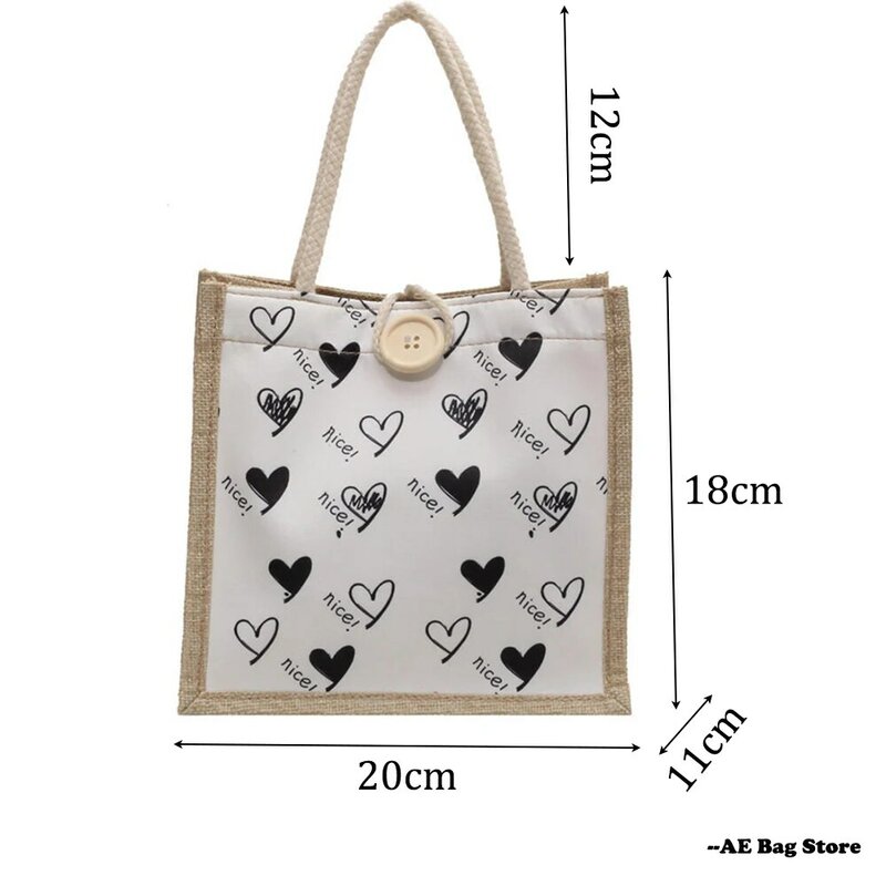 ISKYBOB borsa con cerniera con bottone in lino borsa da donna borsa per la spesa di grande capacità borsa regalo borsa da spiaggia per lo Shopping portatile
