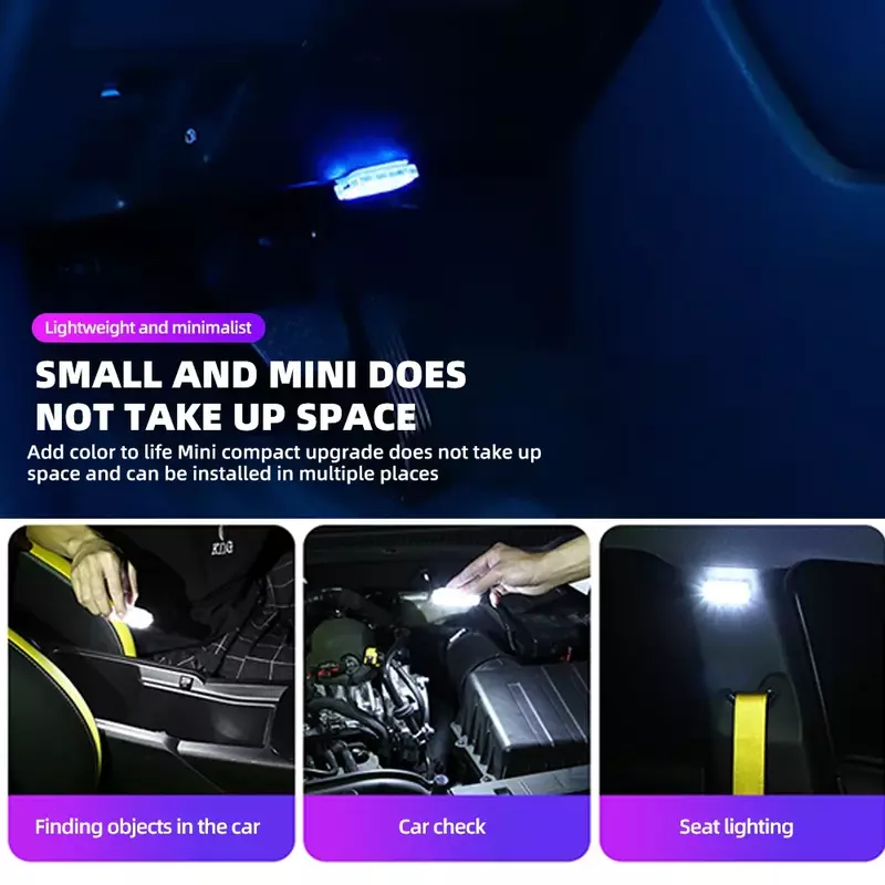 Lampu sentuh LED mobil, lampu Interior nirkabel magnetik pintu otomatis lampu langit-langit atap lampu baca USB isi ulang 5V
