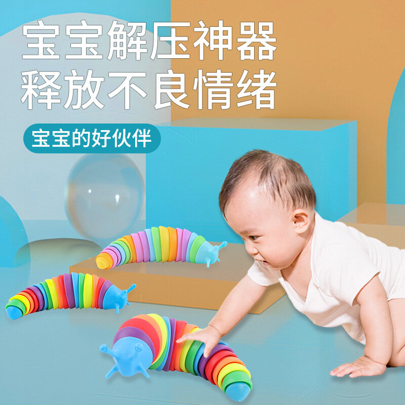 Mainan dekompresi siput warna-warni 3D 18cm, mainan sensorik Anti kecemasan ventilasi bionik untuk anak-anak dan dewasa hadiah hadiah ulang tahun