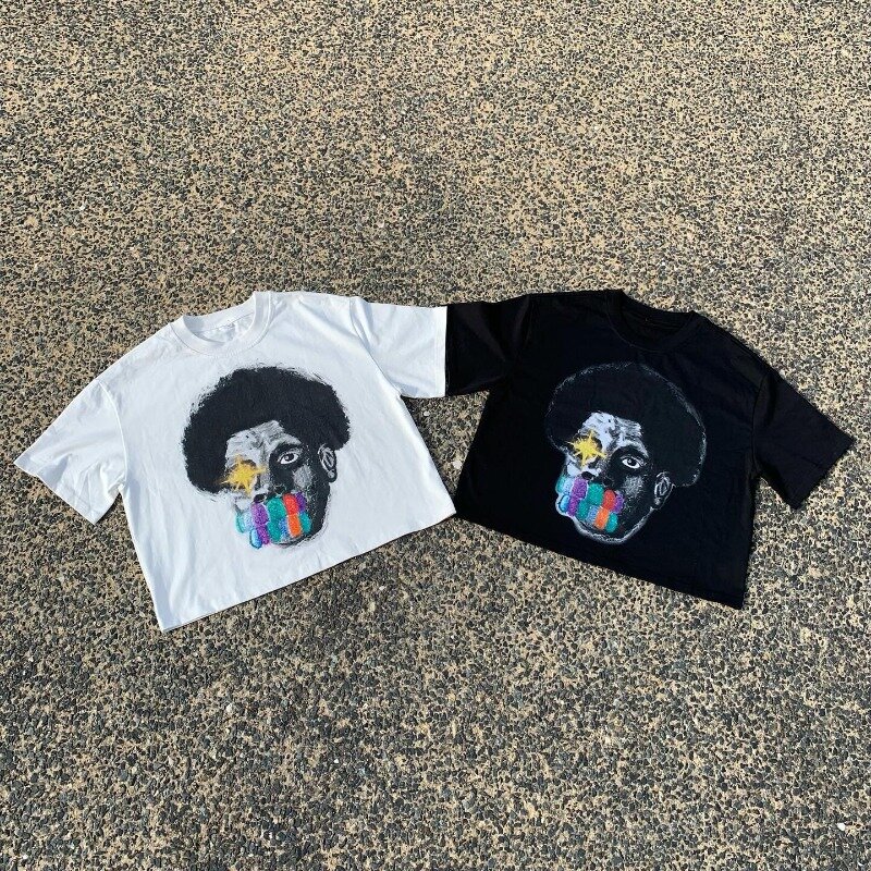 American High Street Hip Hop Vintage Alphabet Print t-shirt manica corta da uomo Goth Harajuku coppia Casual t-shirt girocollo allentata