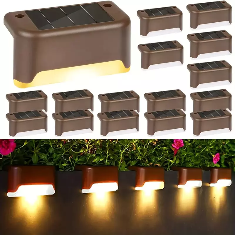ソーラーLED階段ランプ,防水,パティオパス,屋外ライト,庭の境界線とテラス,1〜4パック