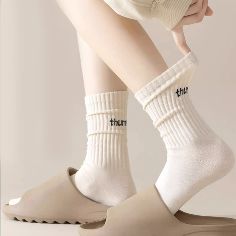Calcetines de media pantorrilla de estilo universitario para hombre y mujer, medias de línea gruesa resistentes al desgaste, calcetines deportivos de otoño e invierno