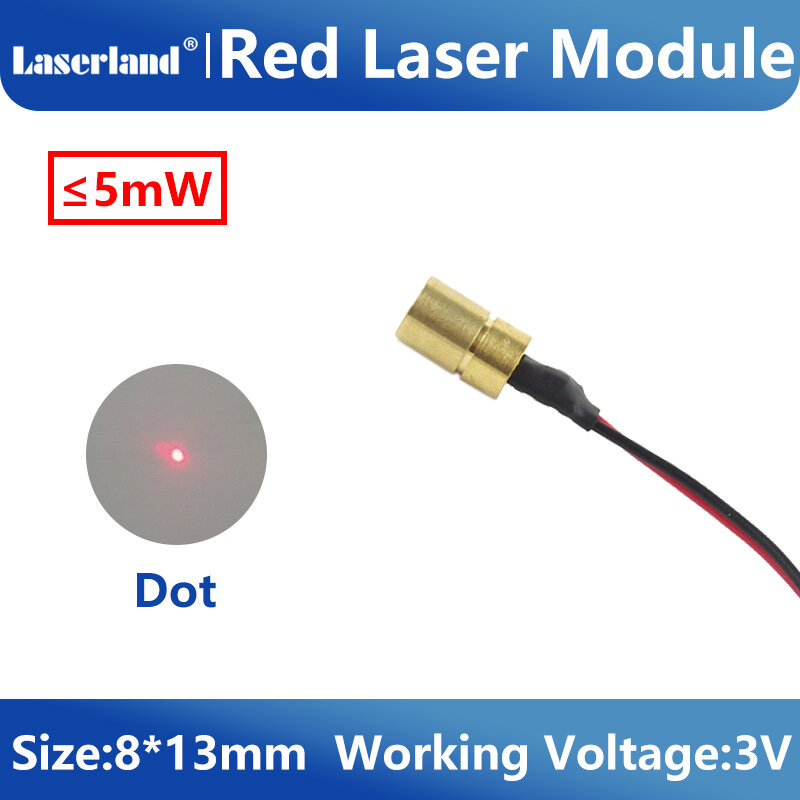 08*13mm Mini 650nm 3.2mW 5mW czerwona kropka moduł diody laserowej 3VDC