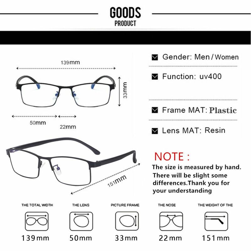 Kacamata perawatan cermin datar klasik kacamata resep Anti cahaya biru kacamata bisnis bingkai kacamata
