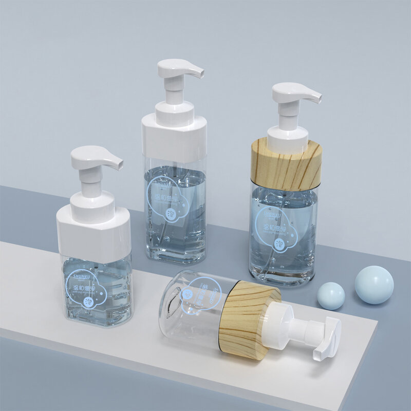 Botella de espuma plana de plástico transparente, recipiente de muestra reutilizable, forma cuadrada, para Mousse, limpiador Facial, 300ml/500ml