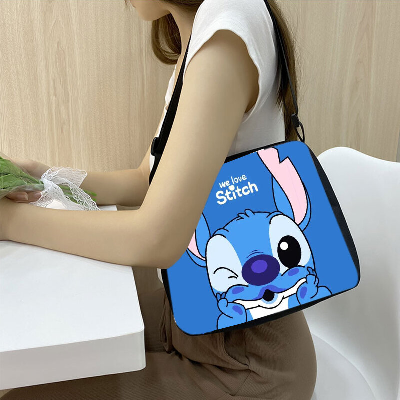 Disney Lilo & Stitch Women's Handbag Anime Figure Leisure Underarm Bag for Girls 20X24Cm Shoulder Bags Cartoon Kawaii Travel Bag