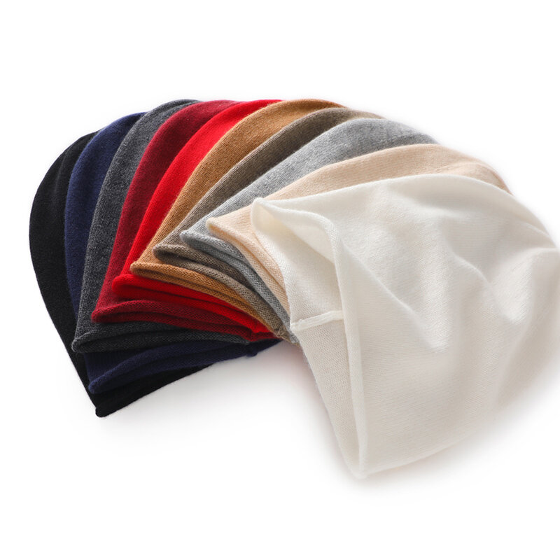 Monocromático unisex chapéu de malha, 100% Cashmere, quente, alta qualidade, lazer, manga, homens, mulheres, inverno, novo, 2023
