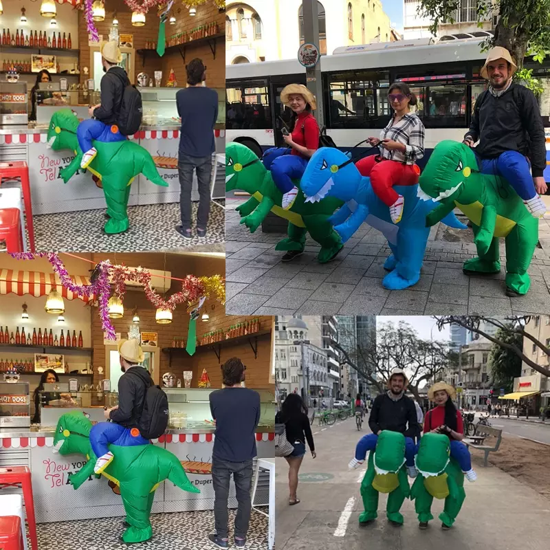 Disfraz de dinosaurio inflable verde para adultos, disfraz de dinosaurio rojo para Halloween para hombre y mujer, vestido de fiesta de lujo para caminar, Cosplay de dinosaurio