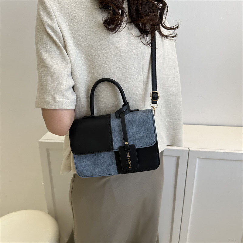 Nuove borse a tracolla alla moda borse Patchwork con cinturino in pelle PU decorazione con fibbia tracolla regolabile borsa da donna