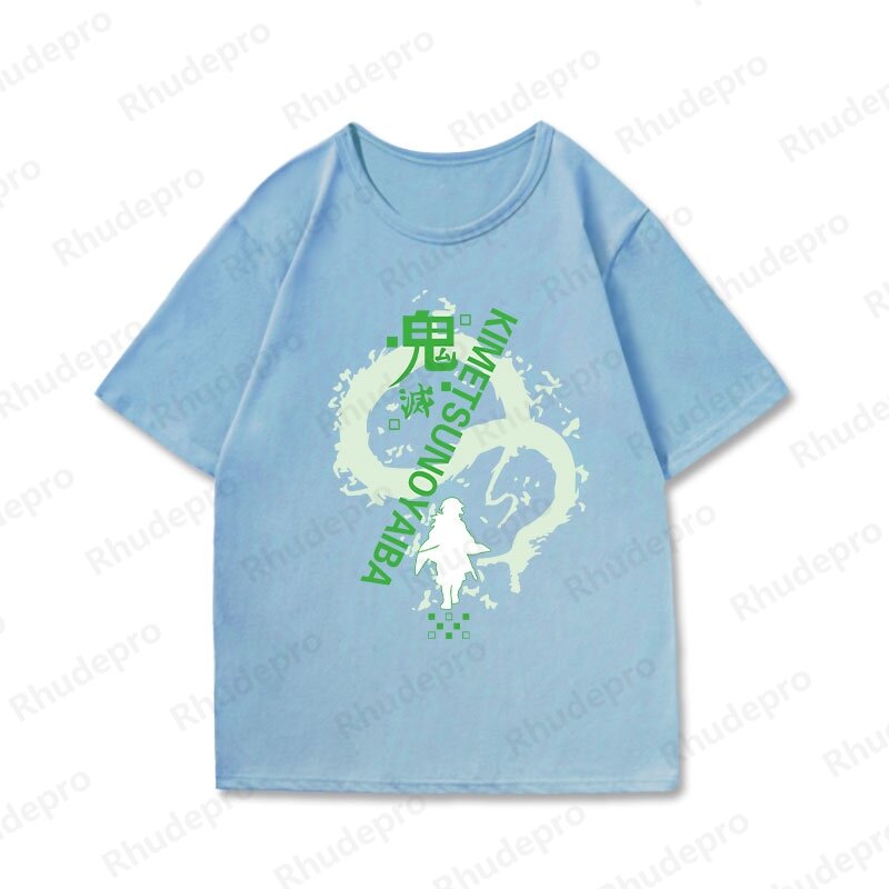 용수철 애니메이션 고스트 킬러 티셔츠 남성용, 반팔 순면, 일본 하라주쿠 스타일 의류, 인스타 유행 티셔츠