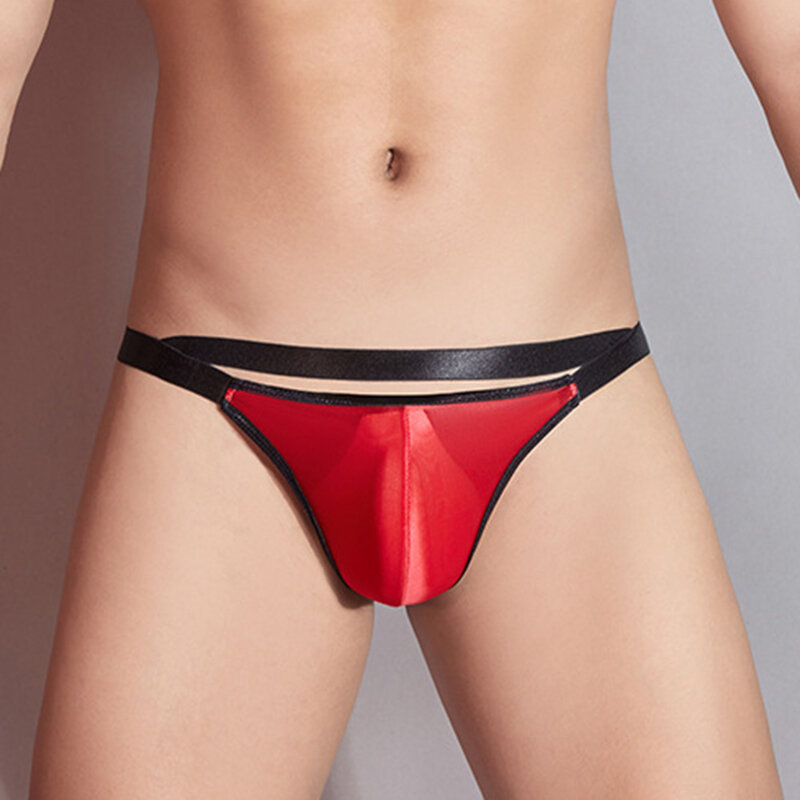 Male Briefs Underwear Solid Color Thong Breathable Comfortable Elastic Free Size Glossy Lingerie Comfy Fashion