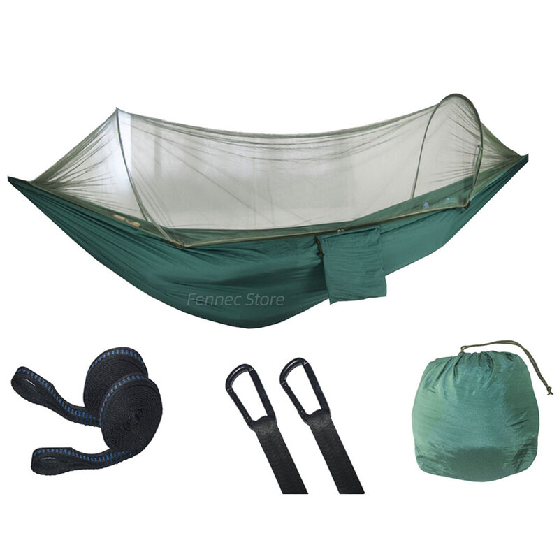 Portable Hammock with Mosquito Net Outdoor Camping Mosquito Proof 290x140cm Pole Hammock swing Anti-rollover Nylon Rocking Chair