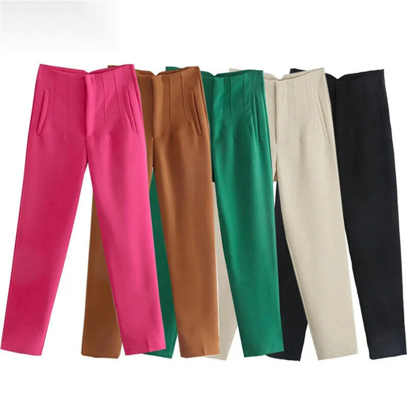 ASDS-Calças Lápis Cintura Alta Feminina, 28 Cores, Branco, Streetwear Preto, Calças Esportivas Verão, 2022