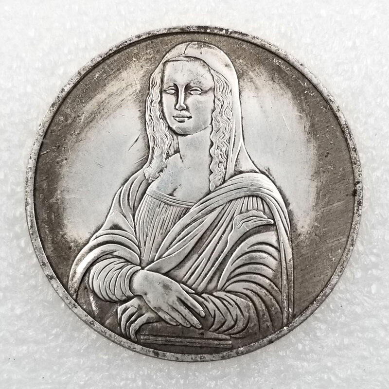 Luxury Mona Lisa's Smile One-Dollar 3D Art Couple Coins Good Luck Fun Pocket Coin Funny Coin Commemorative Lucky Coin+Gift Bag