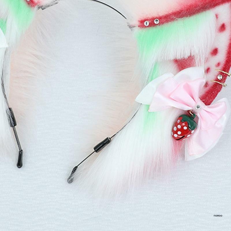 Tiara cosplay de animal Lolita de pelúcia para todos os jogos Morango para orelhas de gato