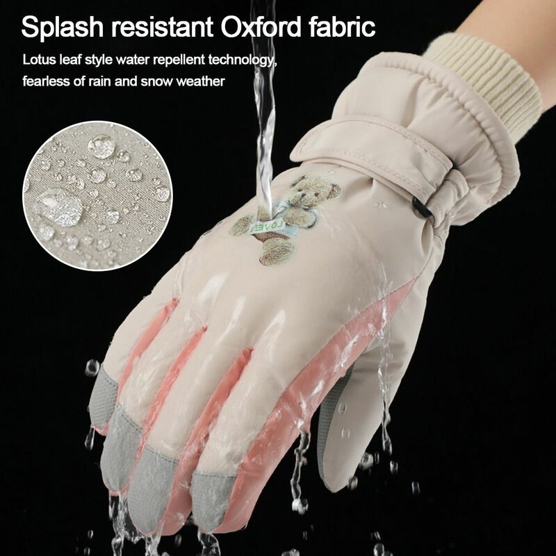Теплые женские лыжные перчатки с открытыми пальцами зимние осенние плотные перчатки с закрытыми пальцами Нескользящие водонепроницаемые варежки для сенсорного экрана