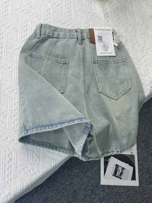 2023 Summer Women's Denim Shorts Harajuku Y2k Cowboy Shorts 2000s Streetwear Korean Vintage 90s A-Line Mini Jeans Shorts Clothes