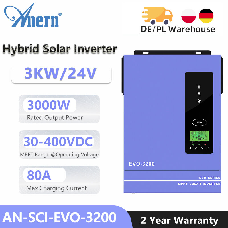 Inversor Solar híbrido MPPT de onda sinusoidal pura, controlador de carga Solar 80A, 24V, 3000 V, 50Hz/60Hz, sin conexión a la red, modo Wifi, 220 W