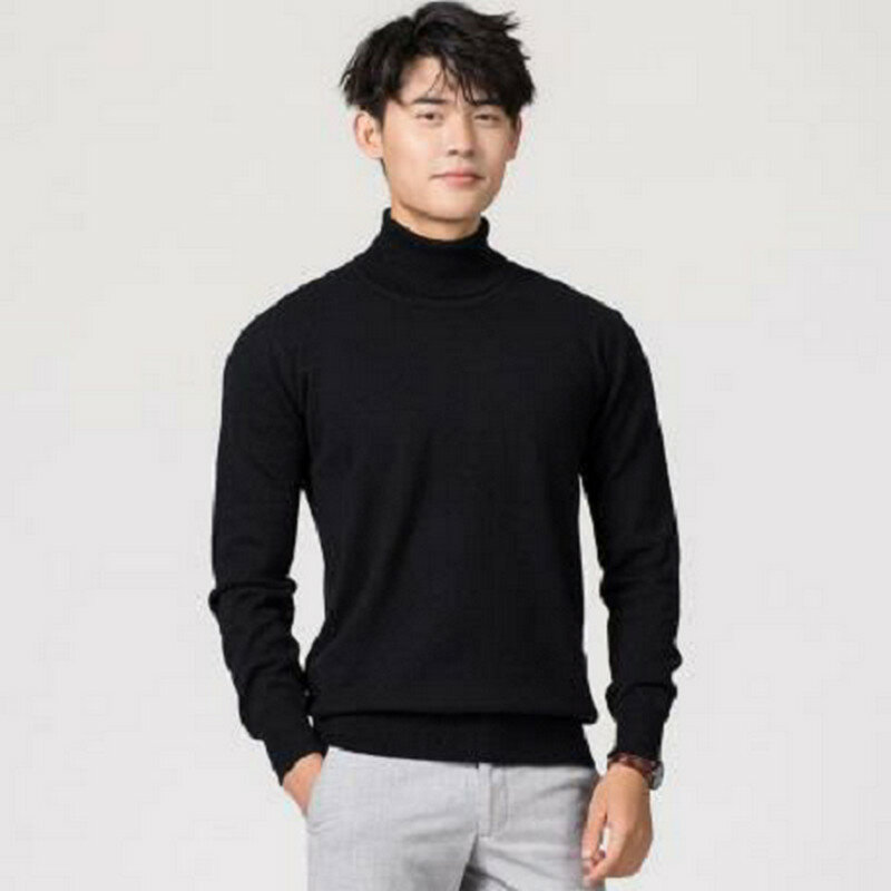 Jersey de cuello alto para Hombre, jersey de mezcla de algodón y Cachemira, Ropa de otoño e invierno, talla XXXL, 2021