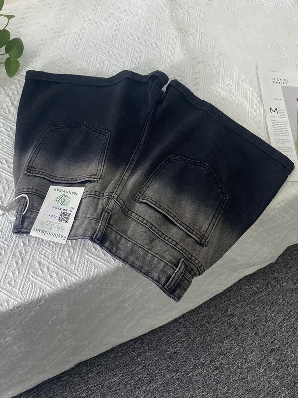Calção jeans gótico preto feminino, cintura alta, larga, Harajuku, Y2K, casual, vintage, estilo coreano, jeans de linha A, calça curta, verão