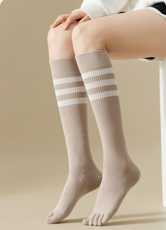 Tecido elástico meias esportivas para mulheres, meias altas respiráveis para yoga, fitness e pilates