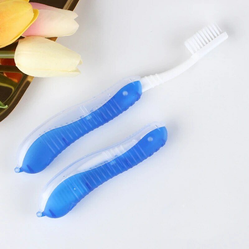 Higienis mulut sikat gigi lipat sekali pakai, sikat gigi mendaki perjalanan berkemah portabel alat pembersih sikat gigi lipat